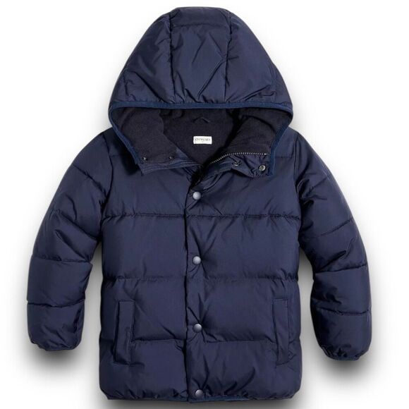 J CREW Crewcuts Boys XXS Navy Blue Hooded Zip Puffer‎ Jacket Winter Coat $168